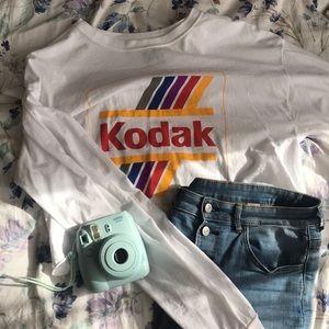 Long Sleeve White and Rainbow Kodak Shirt